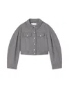 Ganni Pinstripe Cropped Jacket In Multi