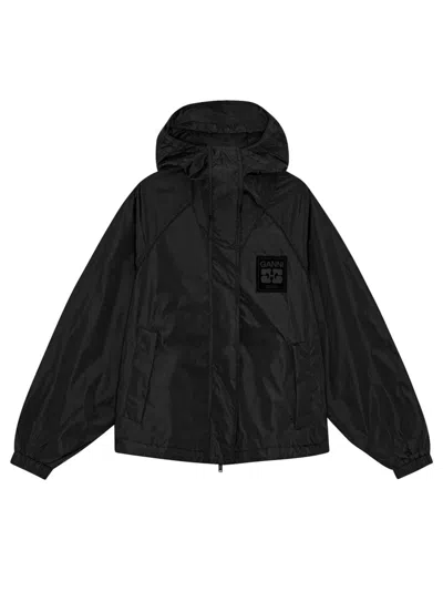 Ganni Jacket With Logo In Black