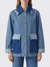 Ganni Buttoned Distressed Jacket In Multi