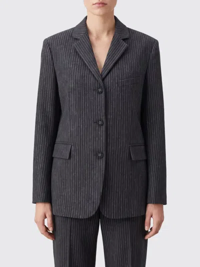 Ganni Jacket Woman Color Charcoal In Gray
