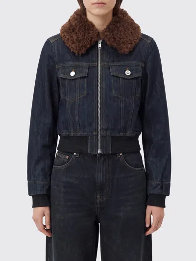 Ganni Jacket Woman Color Indigo In Blue