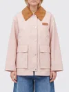 Ganni Multicolor Polyester Full-length Jacket In Pink