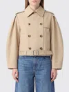 Ganni Beige Solid Shirt Collar Jacket In Nude