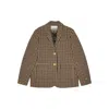 Ganni Check Wool Mix Oversized Blazer Jackets Brown In Brown