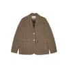 Ganni Check Wool Mix Oversized Blazer Jackets Brown In Brown