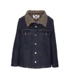Ganni Bonded Denim Jacket Stitch Detailing In Blue
