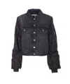 Ganni Modern Denim Jacket Contrast Sleeves In Black