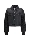 Ganni Modern Denim Jacket Contrast Sleeves In Black