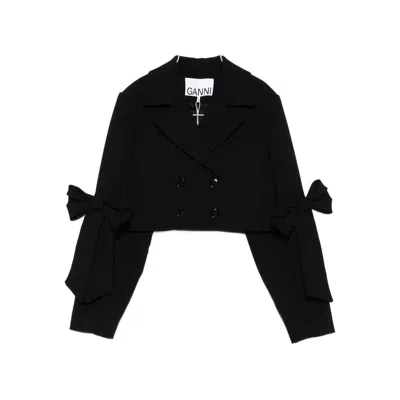 Ganni Double-breasted Jacket In Black