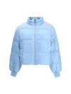 Ganni Shiny Nylon Short Puffer Jacket In Blue