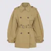 Ganni Beige Trench Coat In Brown