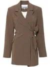 Ganni Double-breasted Blazer With In Brown
