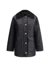Ganni Glossy Finish Down Jacket In Grey