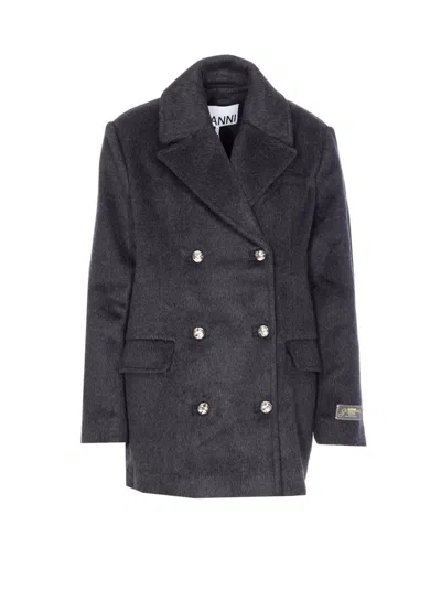 Ganni Jackets Grey In Burgundy