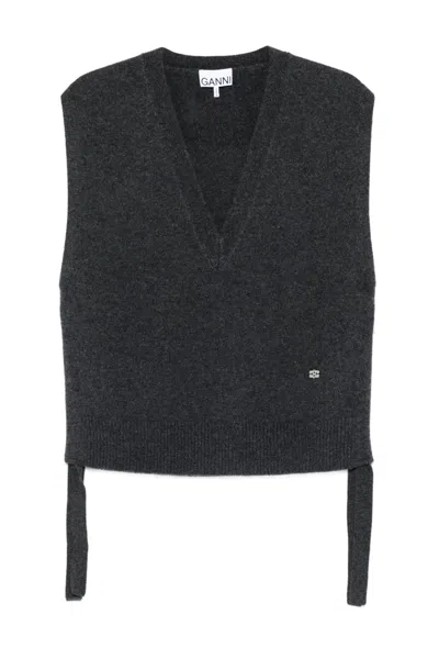 Ganni Jackets Grey In Black