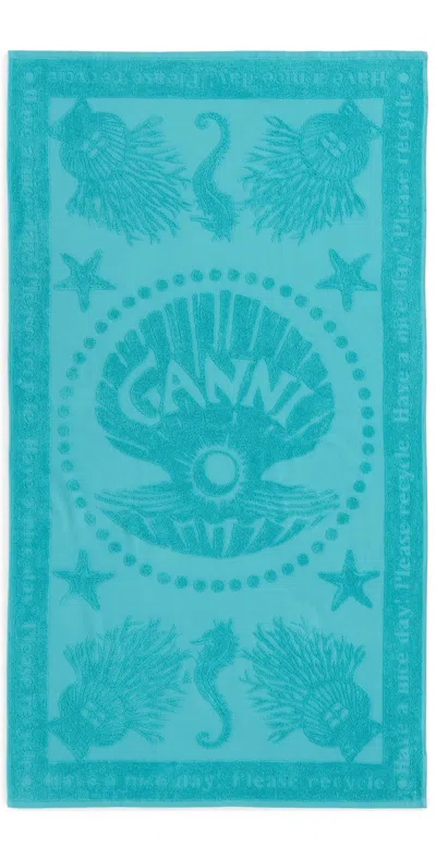 Ganni Jacquard Beach Towel Blue Curacao