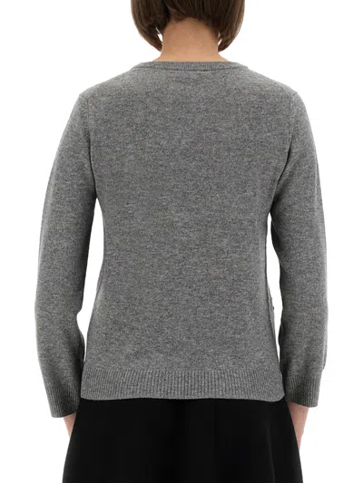 Ganni Jacquard Cashmere Blend Cardigan In Gray