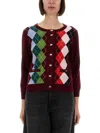 Ganni Womens Tawny Port Rhombus-print Round-neck Wool And Cashmere Cardigan Xl