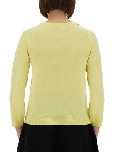 Ganni Jacquard Cashmere Cardigan In Yellow
