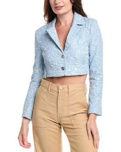 Ganni Jacquard Cropped Blazer In Blue
