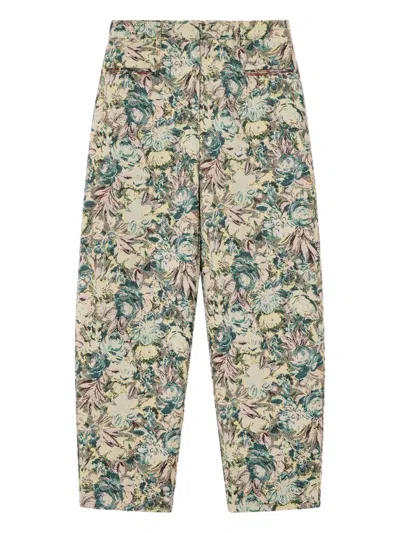 Ganni Jacquard Floral Trousers In Multi