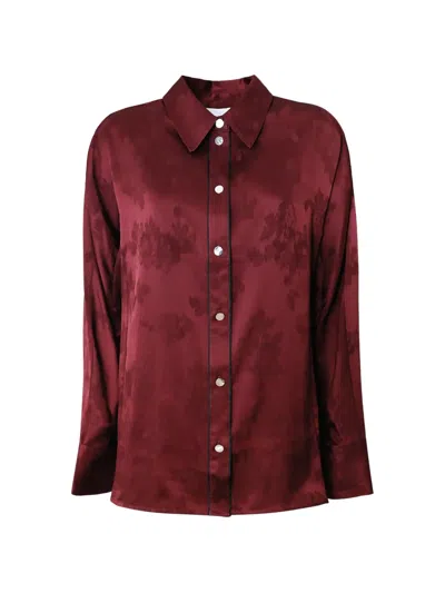 Ganni Jacquard Long-sleeve Shirt In Red