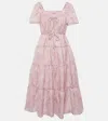 Ganni Pink Layer Midi Dress In Pink