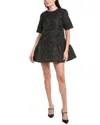 Ganni Jacquard Mini Dress In Black