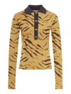 Ganni Jacquard Polo Shirt In Merino Wool In Multi