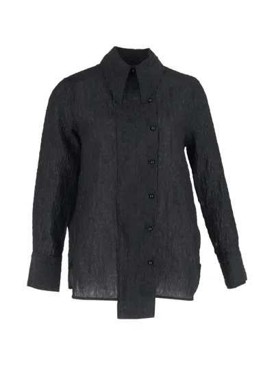 Pre-owned Ganni Jacquard Shirt In Black