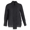 Ganni Jacquard Wide Placket Shirt In Black Polyester In Black
