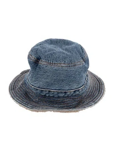 Pre-owned Ganni Jean Printed Bucket Hat In Blue