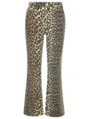 Ganni Womens Izey Leopard-print Mid-rise Straight-leg Organic-cotton Blend Stretch-denim Jeans
