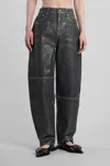 Ganni Shimmery Foil Stary Jeans In Black