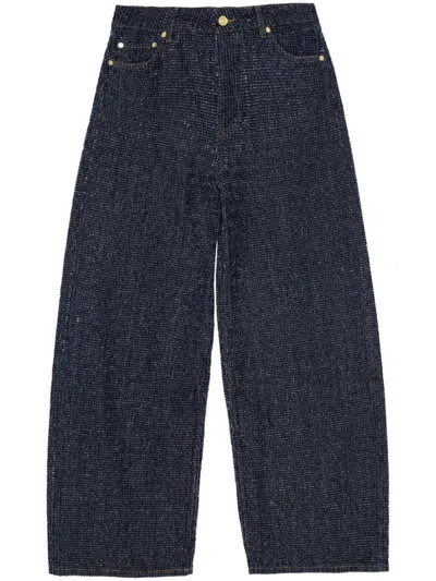 Ganni Wide-leg Denim Trousers In Blue