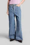 Ganni Striped Baggy Jeans In Blue