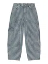 Ganni Light Stripe Denim Carpenter Jeans In Soft Chambray In Blue