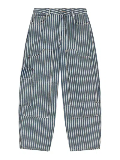 GANNI LIGHT STRIPE DENIM CARPENTER JEANS