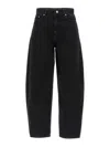 Ganni Black Pants With High Waist And Logo Patch On The Rear In Cotton Woman