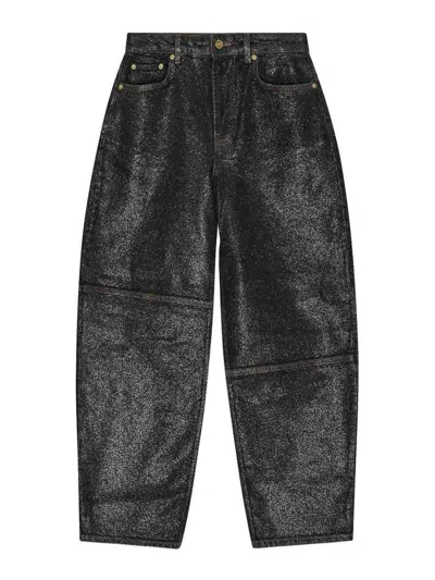 Ganni Organic Cotton Denim Jeans In Black