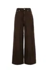 Ganni Brown Jeans With Tie-dye Pattern And Logo Patch On Back In Denim Woman In Brown