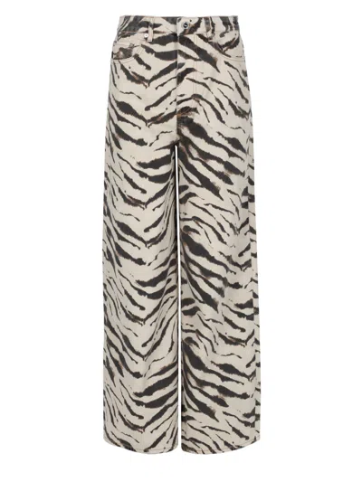 Ganni Jeans Con Stampa Animalier In Animal Print