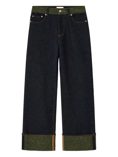 Ganni Jeans Fold-up In Blue