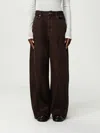 Ganni Brown Jeans With Tie-dye Pattern And Logo Patch On Back In Denim Woman In Brown