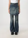 Ganni Dark Blue Heavy Washed Flared Skirt Jeans In Blau