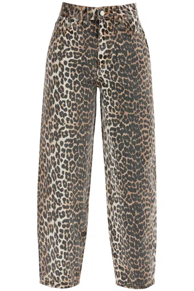 Ganni Jeans In Animalier Cotton In Leopard (brown)