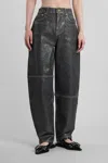 Ganni Shimmery Foil Stary Jeans In Black