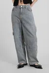 Ganni Light Stripe Denim Carpenter Jeans In Multi