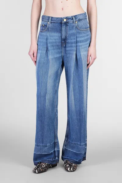 GANNI JEANS IN BLUE WOOL AND POLYESTER