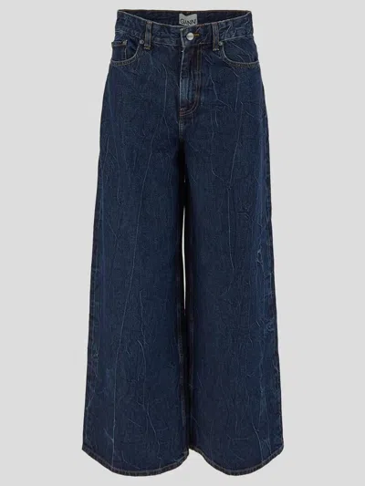 Ganni Jeans In Mid Blue Stone